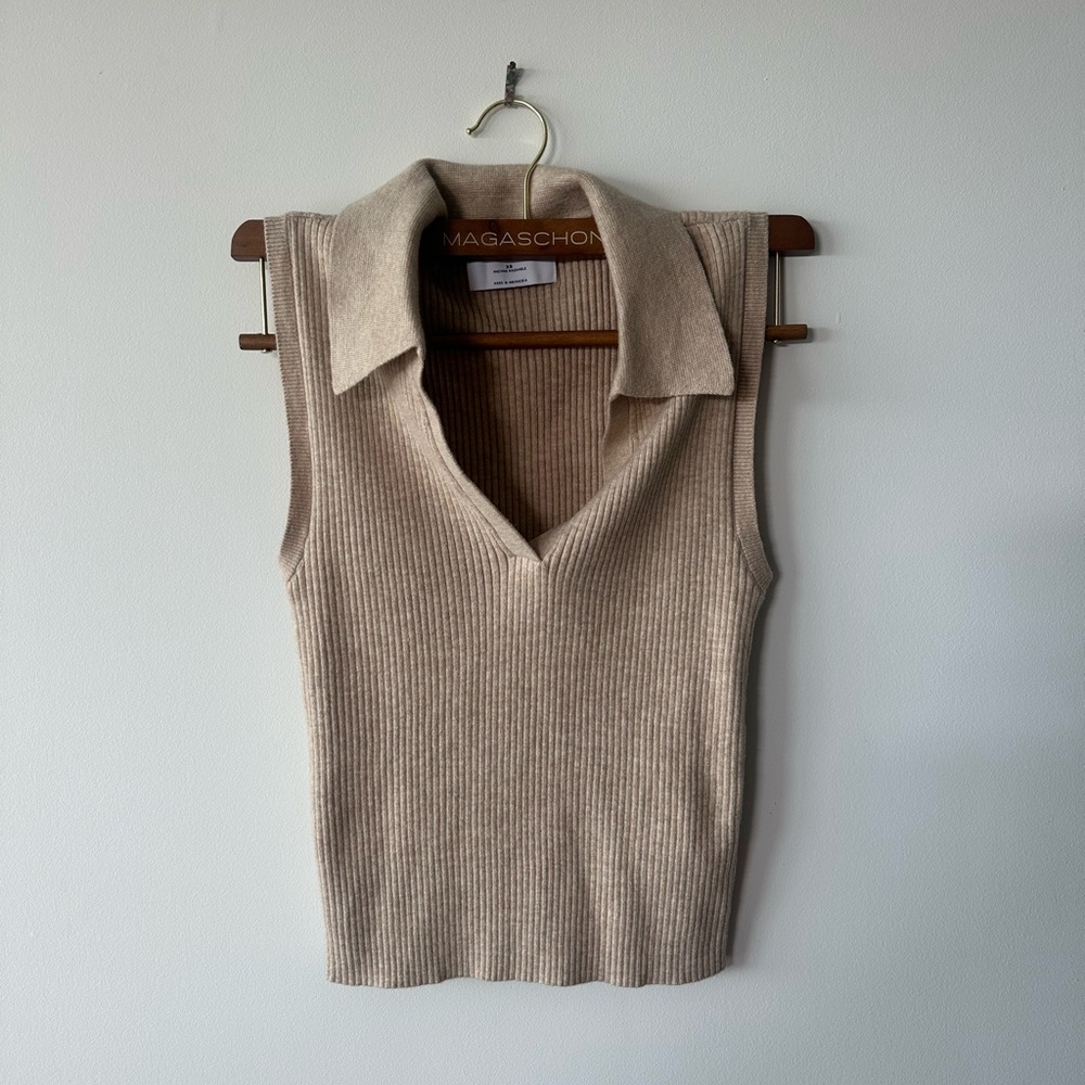 Old Navy Beige Sleeveless Collared Blouse